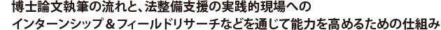 博士論文執筆の流れと、法整備支援の実践的現場へのインターンシップ＆フィールドリサーチなどを通じて能力を高めるための仕組み