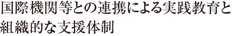 国際機関等との連携による実践教育と組織的な支援体制